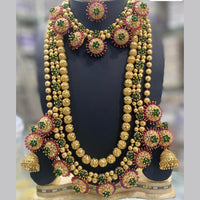 Manisha Jewellery Gold Plated Crystal Stone Double Necklace Set