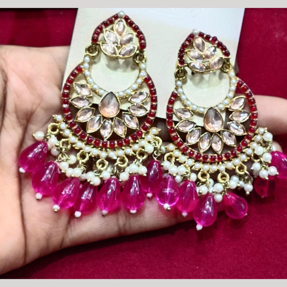 Manisha Jewellery Gold Plated Pota & Kundan Stone Dangler Earrings
