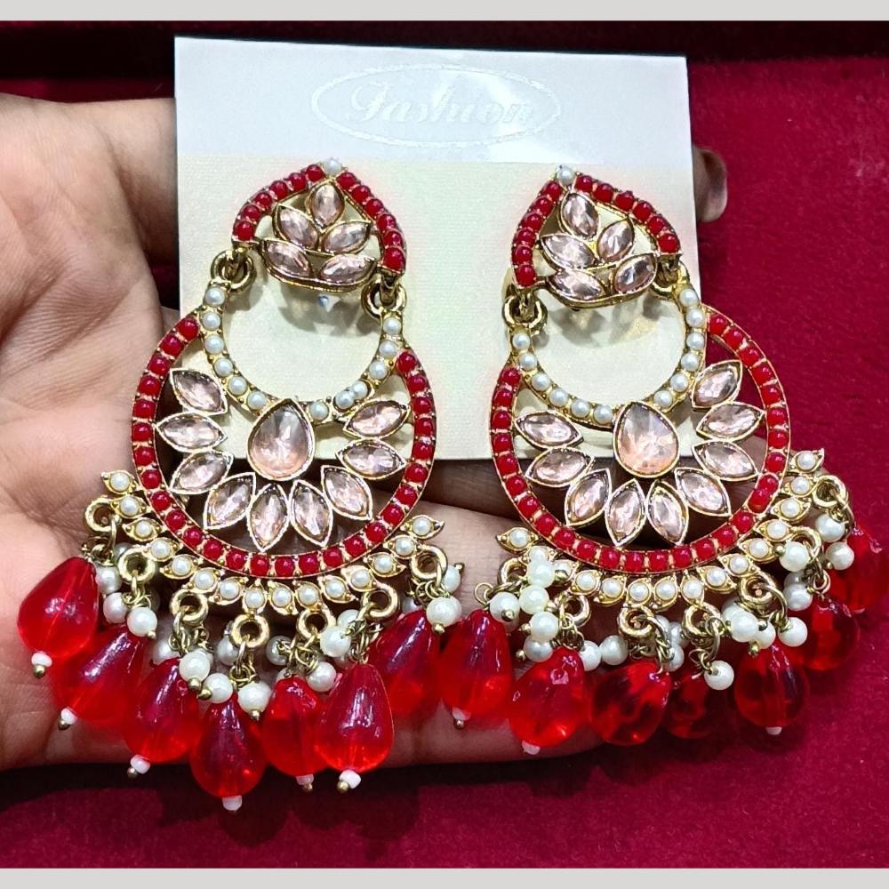 Manisha Jewellery Gold Plated Pota & Kundan Stone Dangler Earrings