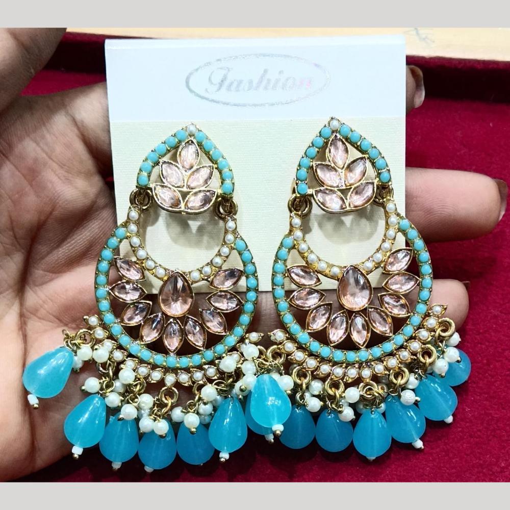 Manisha Jewellery Gold Plated Pota & Kundan Stone Dangler Earrings