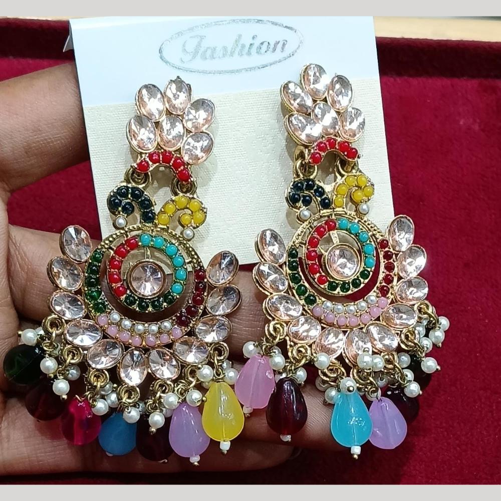 Manisha Jewellery Gold Plated Pota & Kundan Stone Dangler Earrings