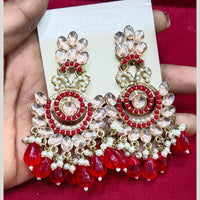 Manisha Jewellery Gold Plated Pota & Kundan Stone Dangler Earrings