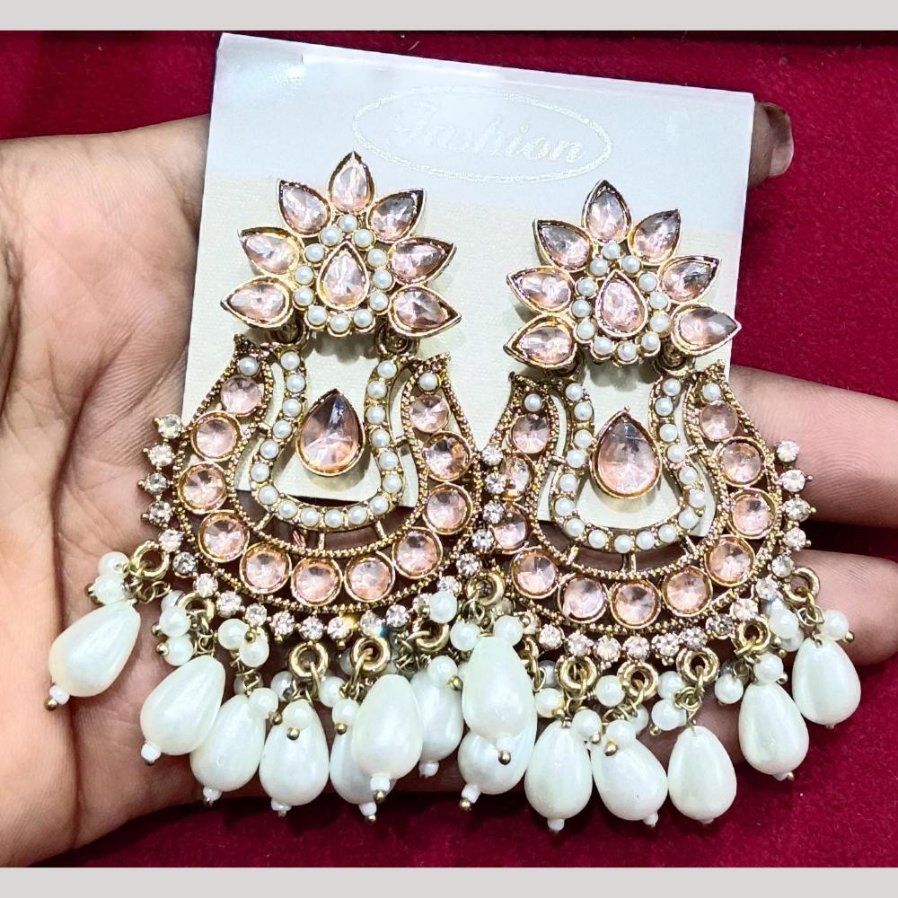 Manisha Jewellery Gold Plated Pota & Kundan Stone Dangler Earrings