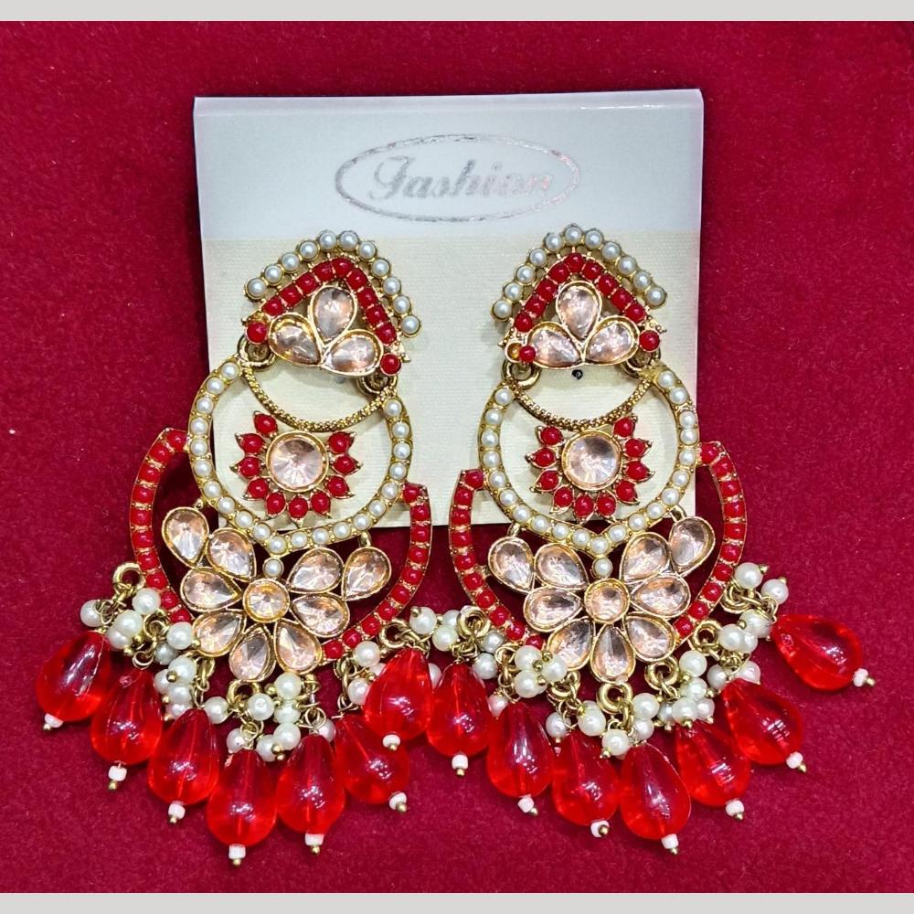Manisha Jewellery Gold Plated Pota & Kundan Stone Dangler Earrings