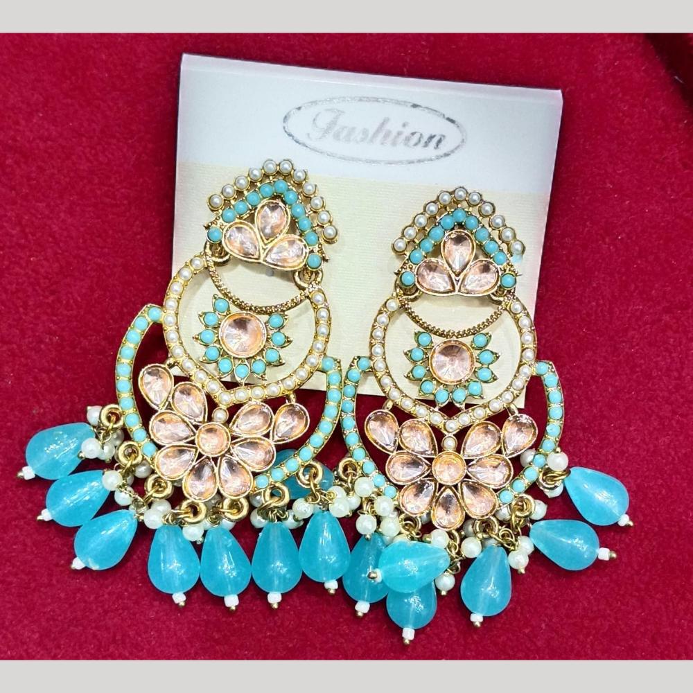 Manisha Jewellery Gold Plated Pota & Kundan Stone Dangler Earrings