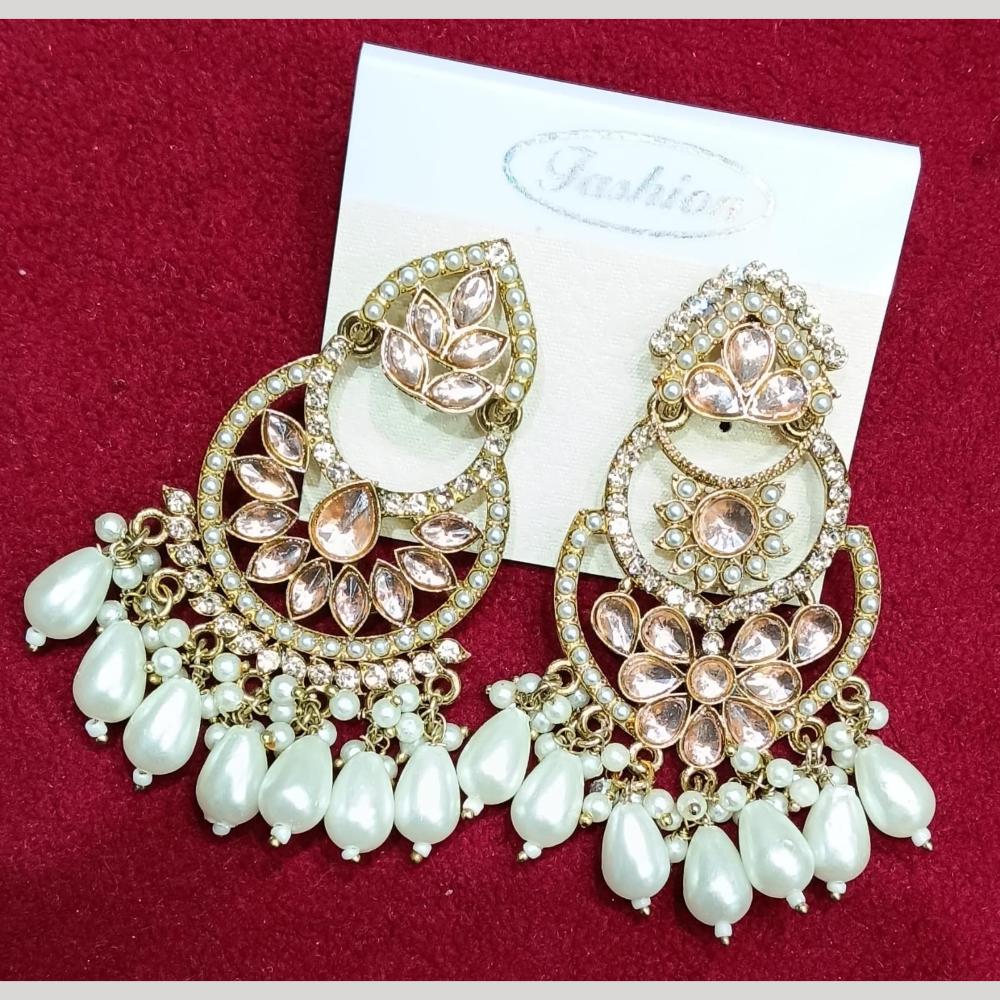 Manisha Jewellery Gold Plated Pota & Kundan Stone Dangler Earrings