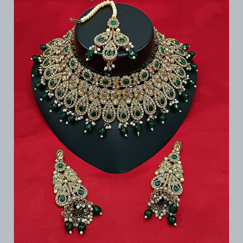 Manisha Jewellery Gold Plated Crystal Stone And Beads Choker Necklace Set