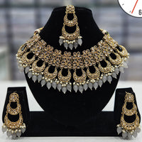 Manisha Jewellery Gold Plated Crystal Stone And Beads Necklace Set