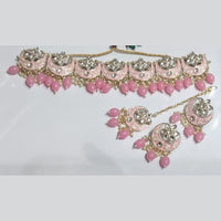 Manisha Jewellery Gold Plated Kundan Stone And Beads Choker Meenakari Necklace Set