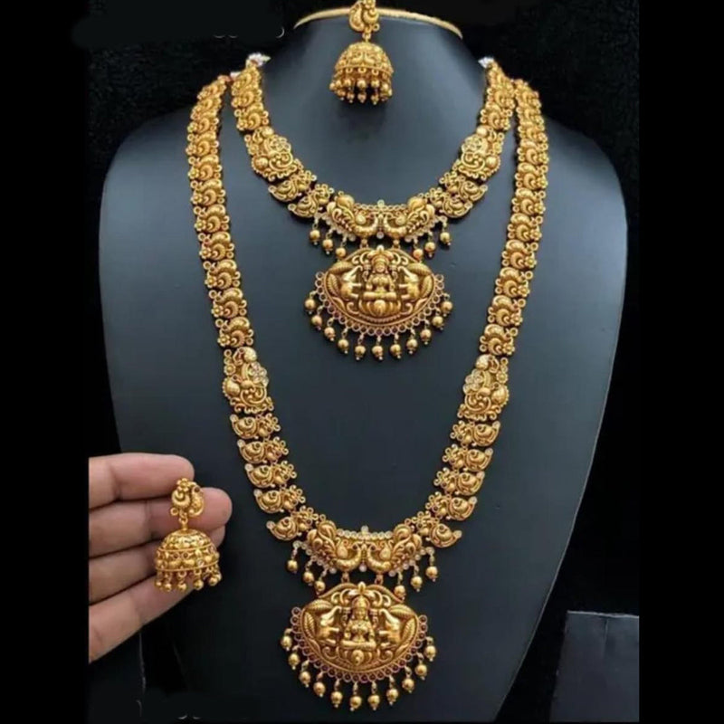 Manisha Jewellery Gold Plated Temple Double Necklace Set