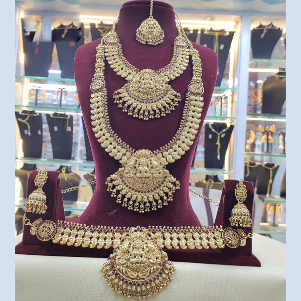 Manisha Jewellery Gold Plated Pota Stone Temple Combo Set