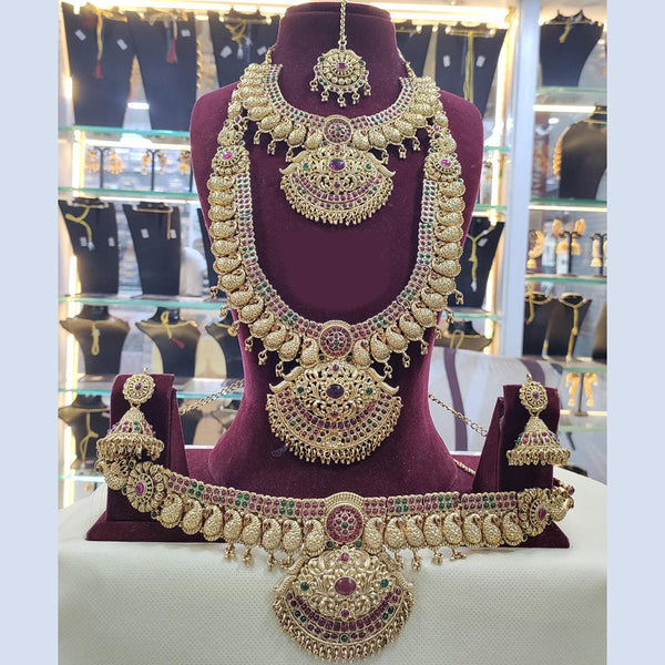 Manisha Jewellery Gold Plated Pota Stone Temple Combo Set