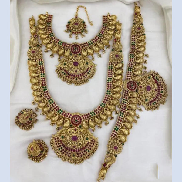 Manisha Jewellery Gold Plated Pota Stone Temple Combo Set