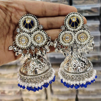 Manisha Jewellery 2 Tone Kundan Stone And Ghungroo Jhumki