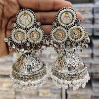 Manisha Jewellery 2 Tone Kundan Stone And Ghungroo Jhumki