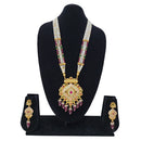 Manisha Jewellery Gold Plated Kundan Stone And Beads Meenakari Necklace Set