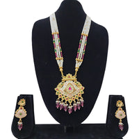 Manisha Jewellery Gold Plated Kundan Stone And Beads Meenakari Necklace Set