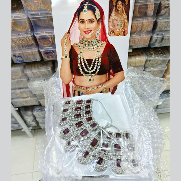 Manisha Jewellery Silver Plated Crystal Stone Bridal Set