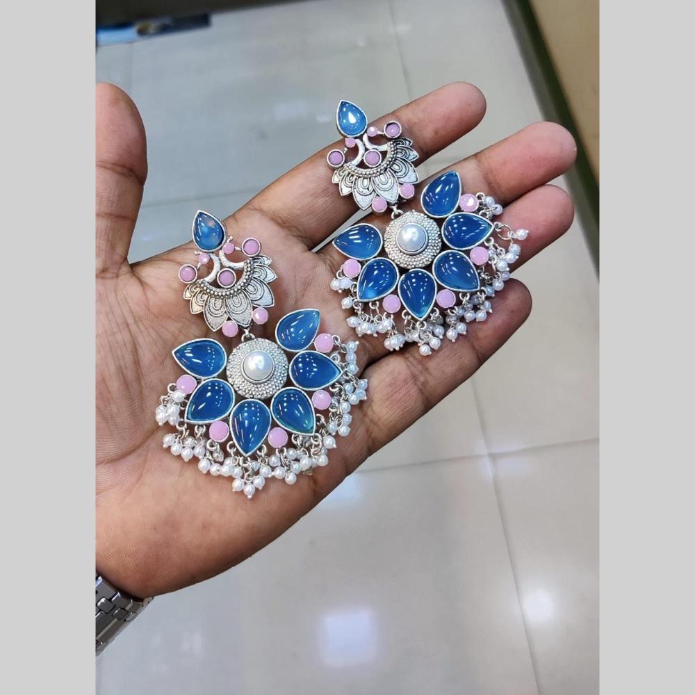 Manisha Jewellery Silver Plated Pota Stone Pearls Dangler Earrings