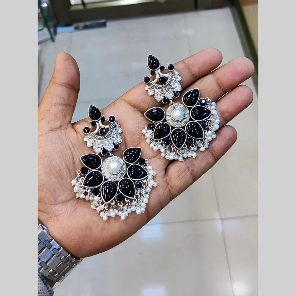 Manisha Jewellery Silver Plated Pota Stone Pearls Dangler Earrings