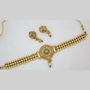 Manisha Jewellery Gold Plated Crystal Stone And Beads Choker Necklace Set