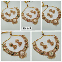 Manisha Jewellery Gold Plated Pota Stone And Beads Necklace Set