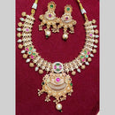 Manisha Jewellery Gold Plated Pota Stone And Meenakari  Necklace Set