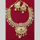 Manisha Jewellery Gold Plated Pota Stone And Meenakari  Necklace Set