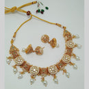 Manisha Jewellery Gold Plated Pota Stone And Meenakari  Necklace Set