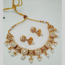 Manisha Jewellery Gold Plated Pota Stone And Meenakari  Necklace Set