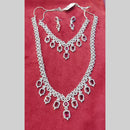 Manisha Jewellery Silver Plated American Diamond Double Necklace Set