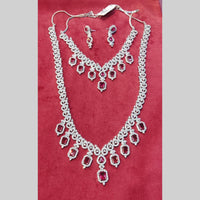 Manisha Jewellery Silver Plated American Diamond Double Necklace Set