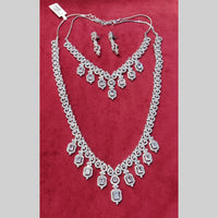 Manisha Jewellery Silver Plated American Diamond Double Necklace Set