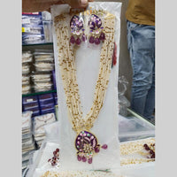 Manisha Jewellery Gold Plated Kundan Stone And Meenakari Long Necklace Set
