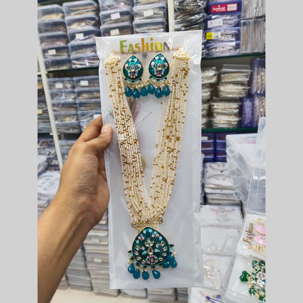 Manisha Jewellery Gold Plated Kundan Stone And Meenakari Long Necklace Set