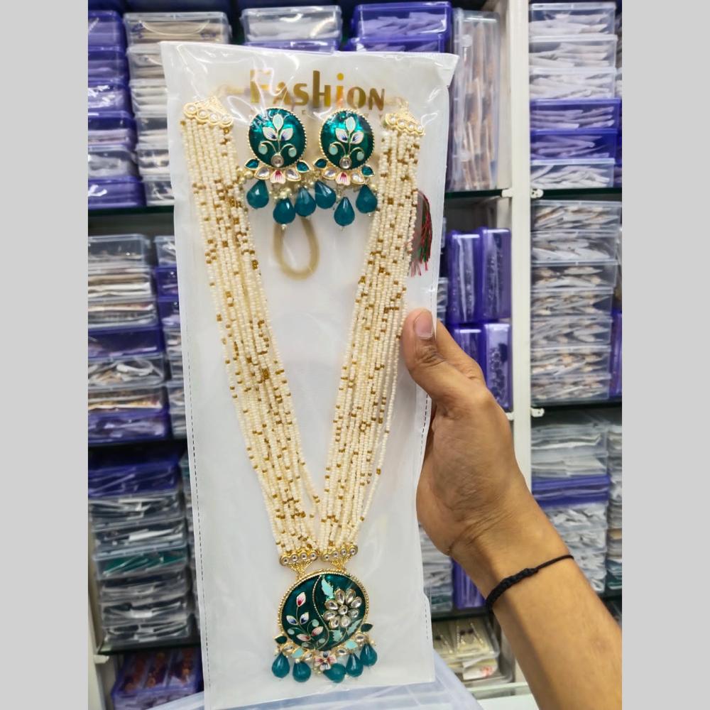 Manisha Jewellery Gold Plated Kundan Stone And Meenakari Long Necklace Set