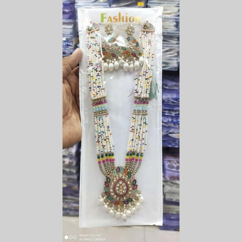 Manisha Jewellery Gold Plated Crystal Stone And Pearls Long Necklace Set