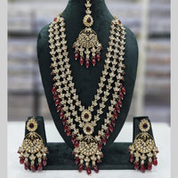 Manisha Jewellery Gold Plated Crystal Stone And Beads Multi Layer Long Necklace Set