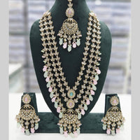 Manisha Jewellery Gold Plated Crystal Stone And Beads Multi Layer Long Necklace Set