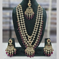 Manisha Jewellery Gold Plated Crystal Stone And Beads Multi Layer Long Necklace Set