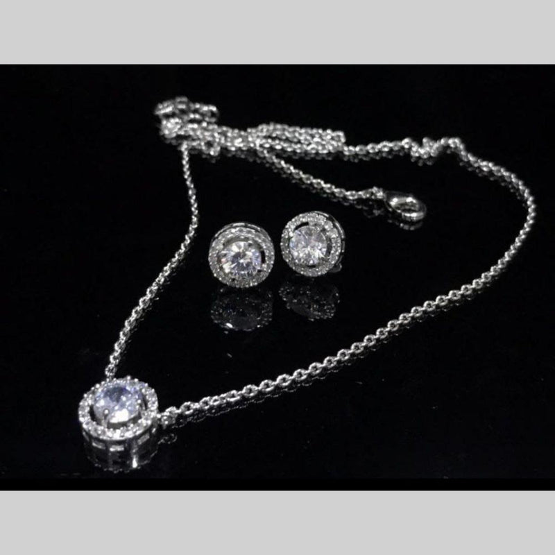 Manisha Jewellery Silver Plated Austrian Stone Chain Pendant Set