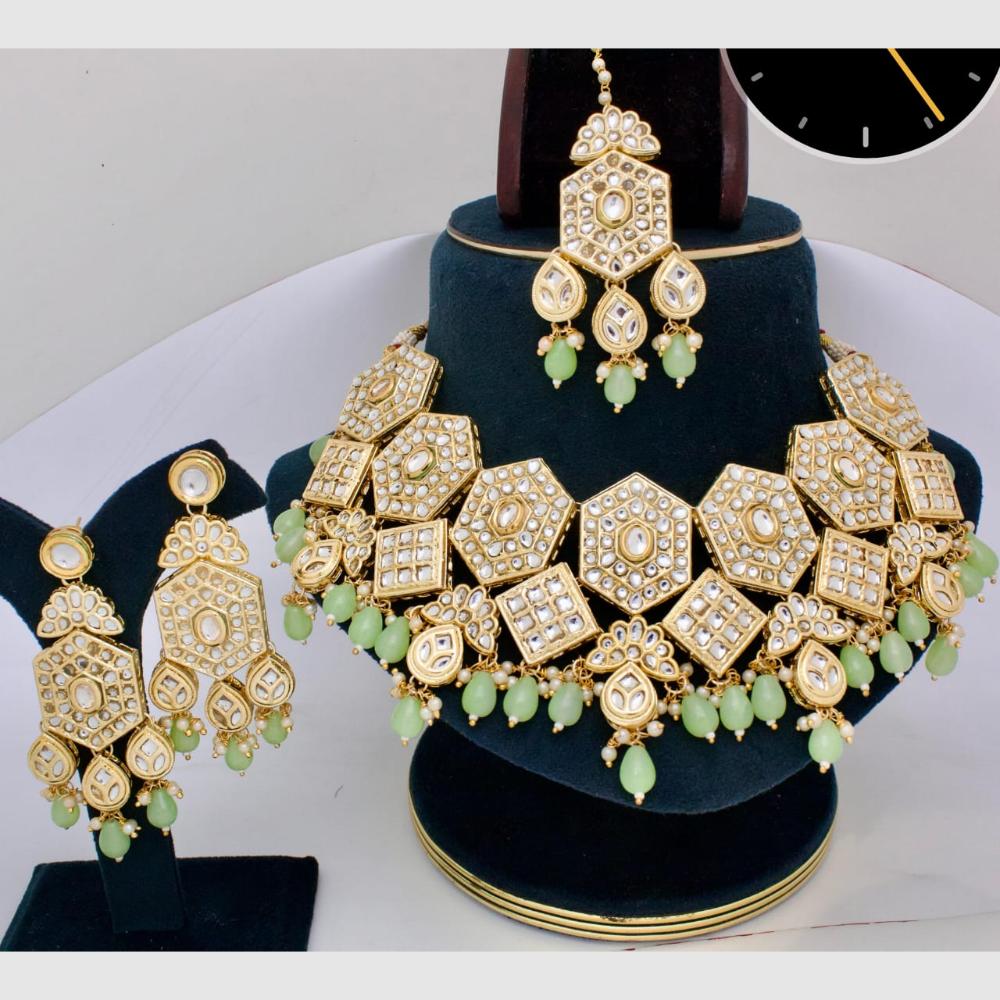 Manisha Jewellery Gold Plated Kundan Stone And Beads Necklace Set