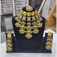 Manisha Jewellery Gold Plated Pota Stone And Pearls Choker Necklace Set