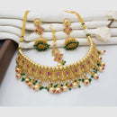 Manisha Jewellery Gold Plated Pota Stone And Pearls Choker Necklace Set