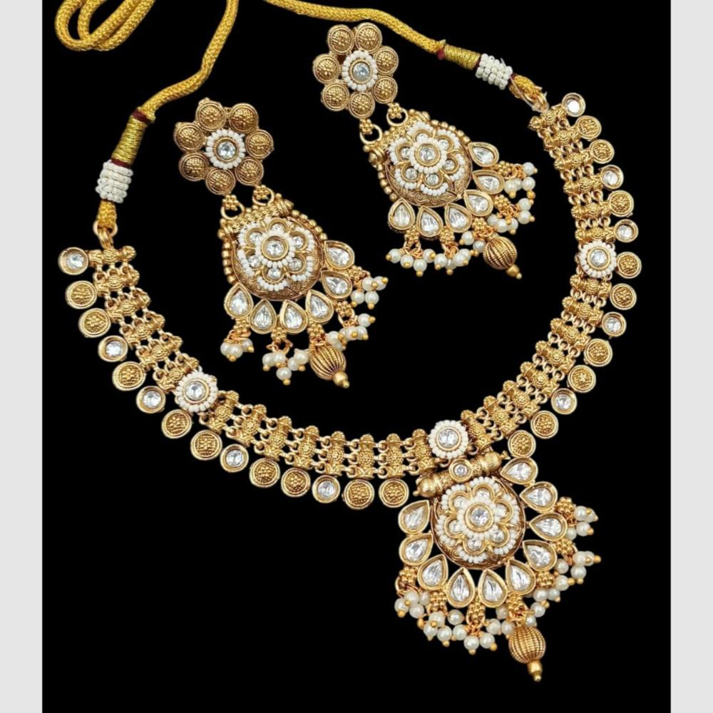 Manisha Jewellery Gold Plated Kundan Stone And Pearls Necklace Set