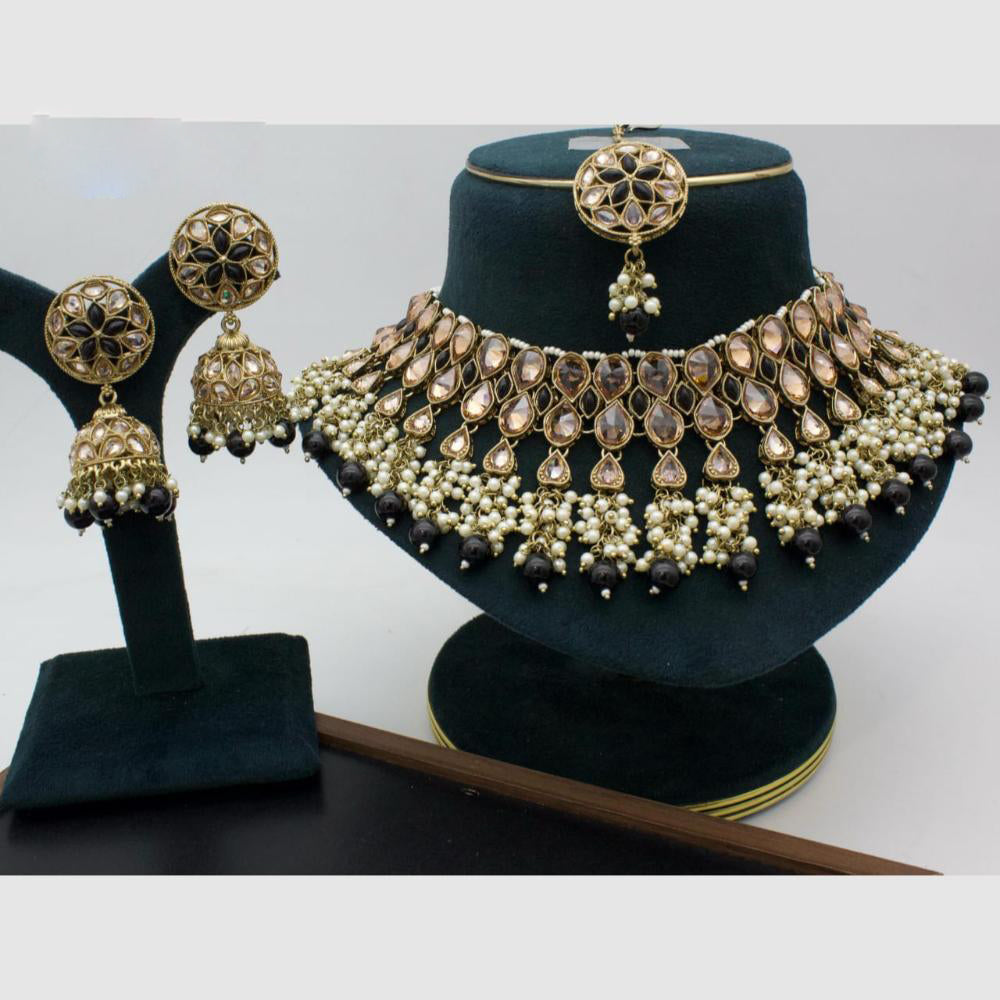 Manisha Jewellery Gold Plated Crystal Stone And Beads Necklace Set