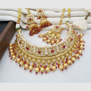 Manisha Jewellery Gold Plated Pota Stone And Pearls Choker Necklace Set