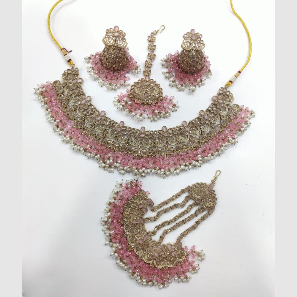 Manisha Jewellery Gold Plated Crystal Stone And Pearls Necklace Set