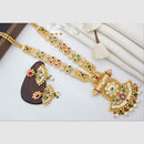 Manisha Jewellery Gold Plated Pota Stone And Pearls Meenakari Necklace Set