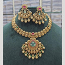 Manisha Jewellery Gold Plated Pota Stone And Pearls Necklace Set